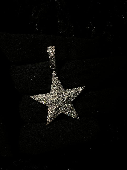 Iced Out Moissanite Star Pendant